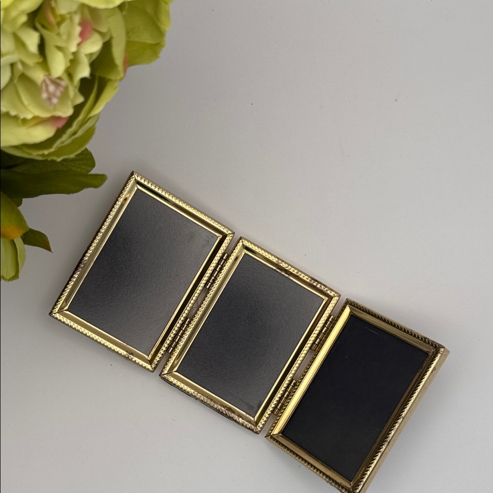 Vintage Gold Brass Tri Fold mini picture frames